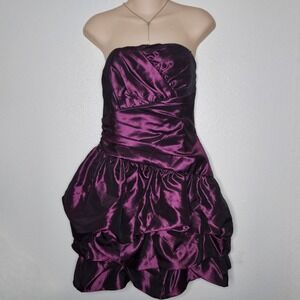 Let's Fashion Purple Strapless Bubble Hem Party Dress